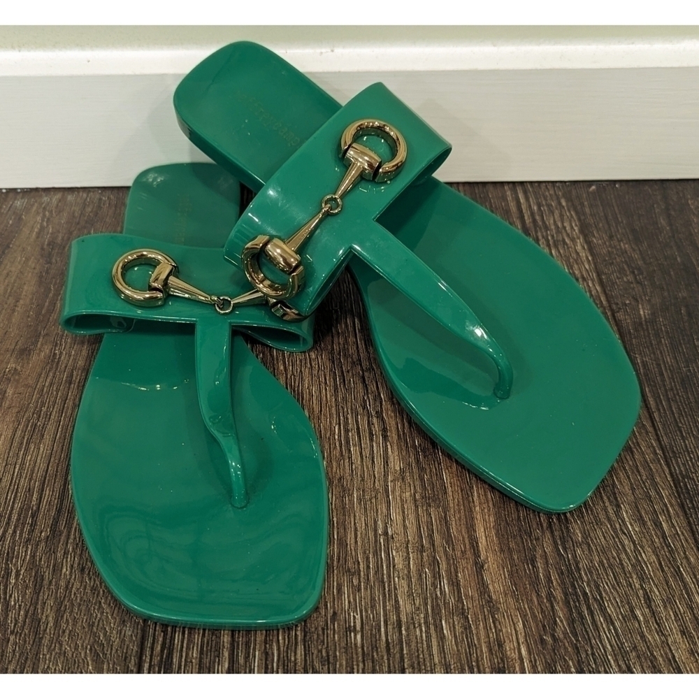 Jeffrey Campbell A Lil Bit Green Jelly Sandals Size 7 - Picture 10 of 10
